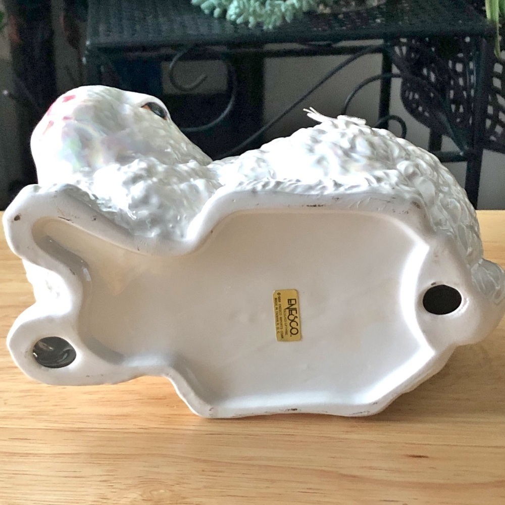 Vintage 1988 Enesco Pearlescent Iridescent White Bunny Figurine Decor - Picture 10 of 11